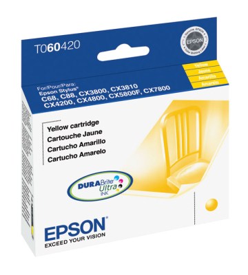 Genuine Epson Yellow Inkjet Cartridge compatible with the Epson T060420