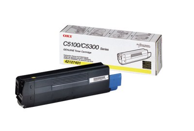 Genuine OKI Yellow Laser Toner compatible with the Okidata 42127401